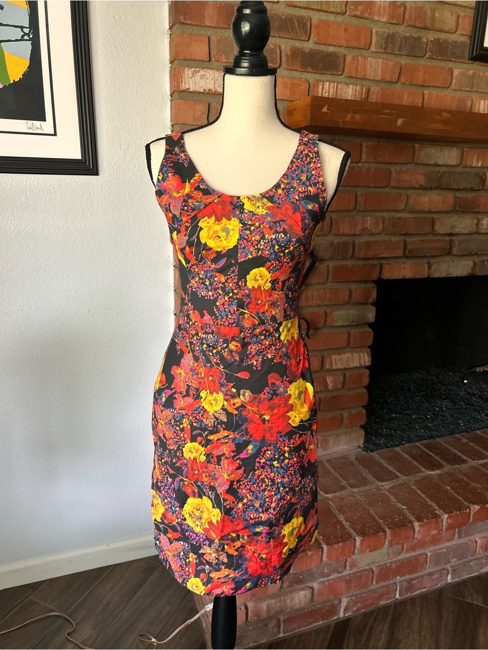 Erdem Floral Print Sleeveless Bodycon Mini Dress Sz 4